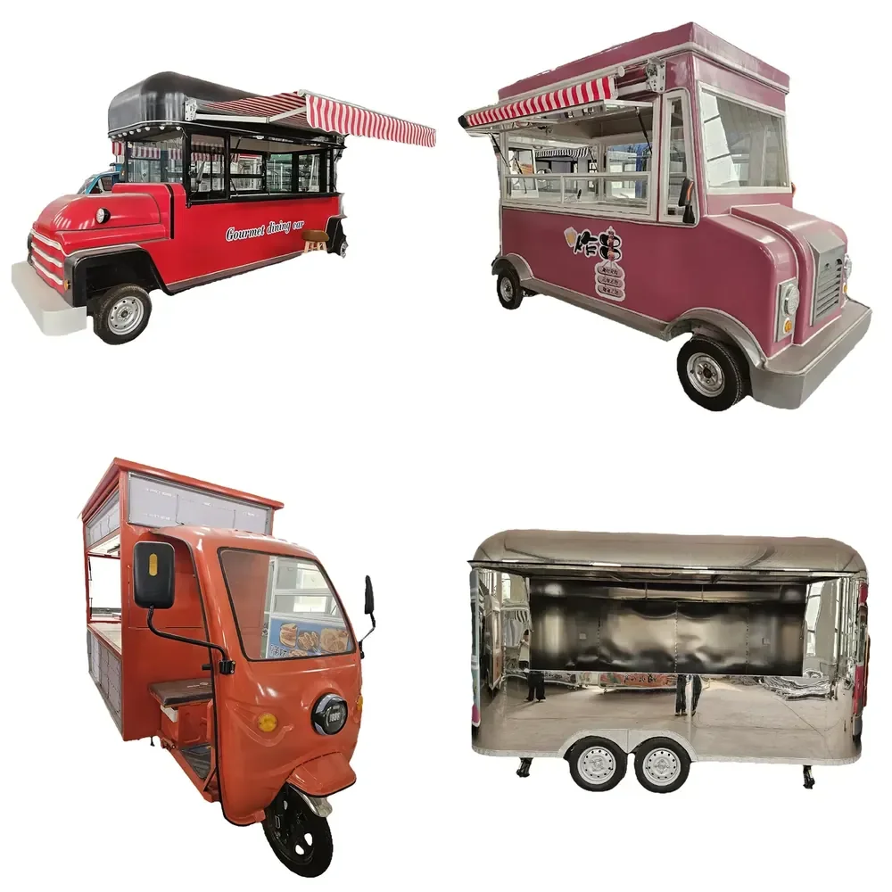 

New 304 Stainless Steel Mobile Food Trucke Camper Van Hot Dogs Food Cart Coffee Ice Cream Food Trailer with Full Kitchen