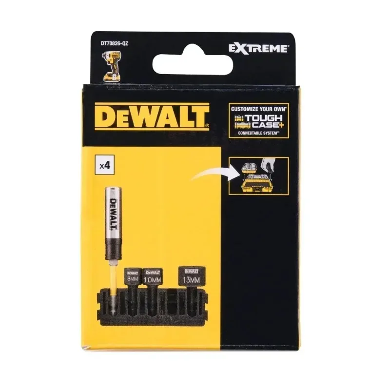 

DEWALT DT70826 Держатель для прямых отверток, совместимый с сенсорными экранами, для насадок 1/4 дюйма/8/10/13 мм, набор из 4 предметов