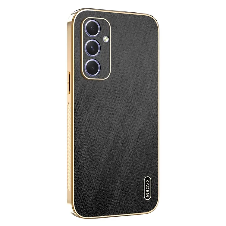 

KADEM For Samsung Galaxy A55 5G Case Electroplating Silk Texture PU + TPU Phone Back Cover - Black