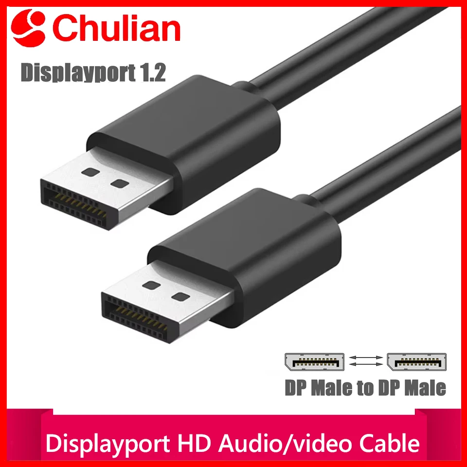 4K 2K DisplayPort Male to Male Cable HD Audio/Video Large DP for TV Computer Graphic Card Monitor for Male Converter Cable