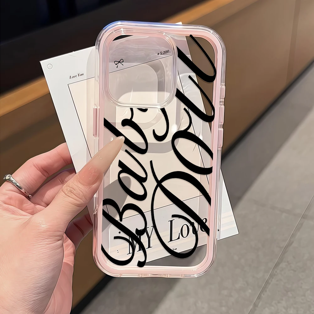 Baby-Mädchen Kursivschrift-Druck Transparente Handyhülle für iPhone 16 14 15 Plus 13 14 15 17 16 Pro Max Air XS Weiche Schutzhülle – Detail 1