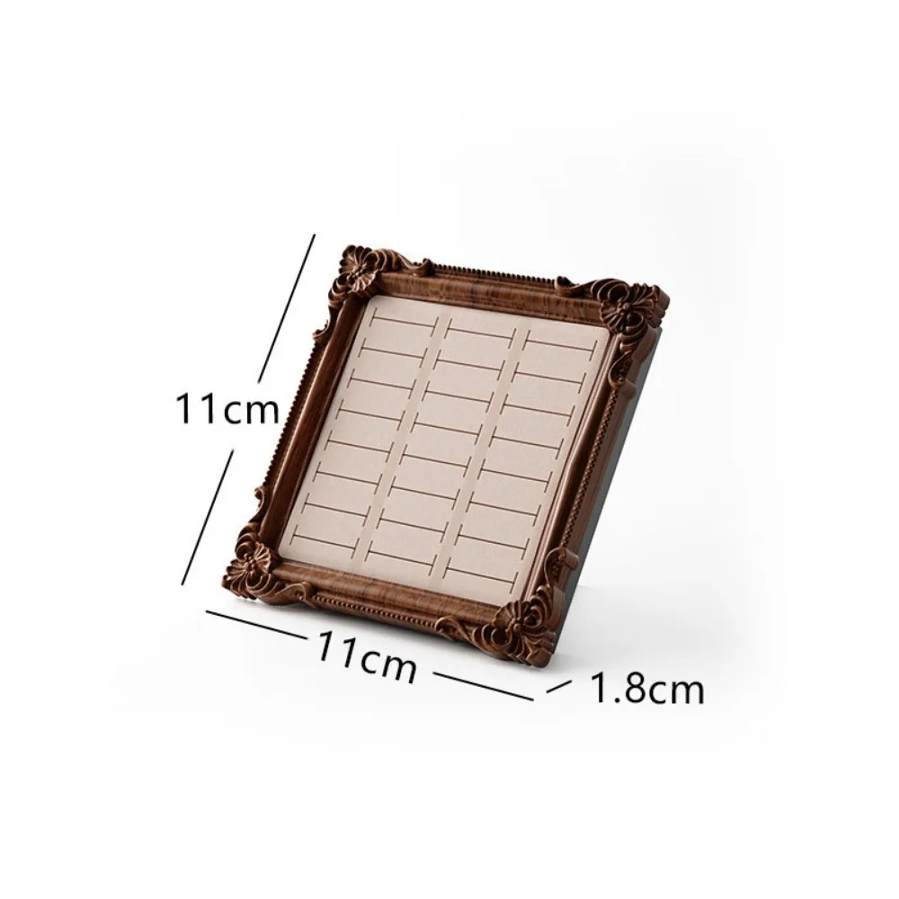 

Vintage Square Ring Display Stand Photo Frame Wooden Ring Holder Earring Tray Photography Backdrop Props