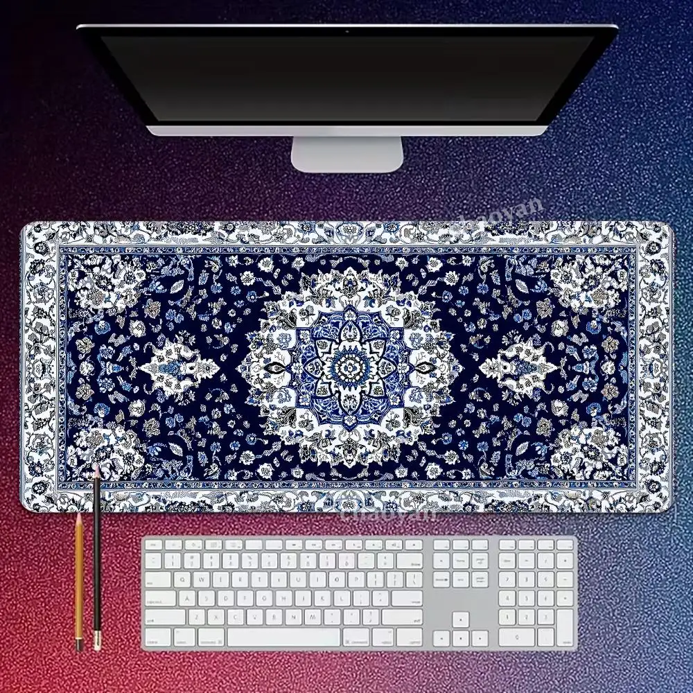Blue Persian Mouse Pad Large Computer Office Game Table Mats XXL Rubber Anti-slip Gaming Keyboard Mousepads Long Desk Pads