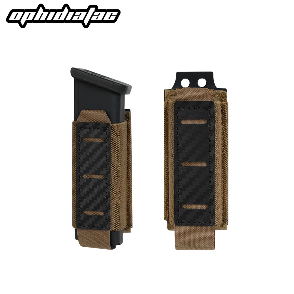 OPHIDIAN Carbon Fiber 9mm Single Magazine Pouch MOLLE Magazine Pouch Hunting Air Gun Equipment