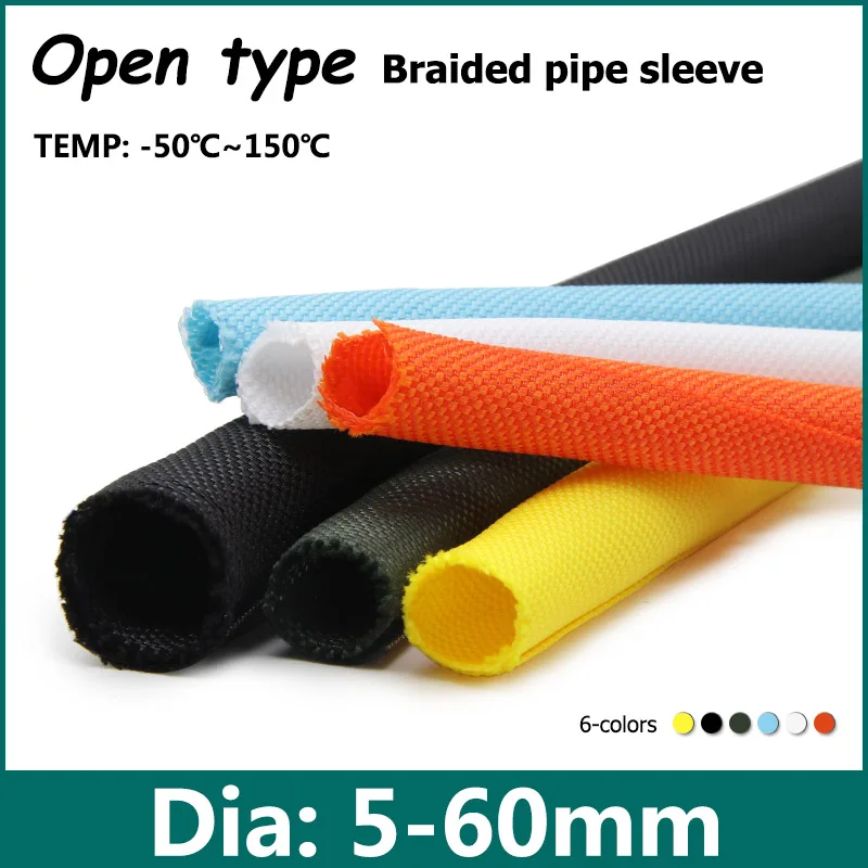 

1M 5-60mm Open Type Cable Sleeve Self Closing PET Braided Sleeve Expandable Auto Line Overlap Split Pipe Tube Wire Wrap Protect