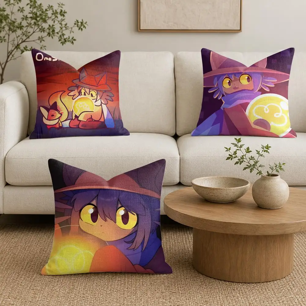 Video Game O-OneShot Cushion Cover Organic Linen Square Pillow Case Durable Non-Allergenic And Kind To Skin
