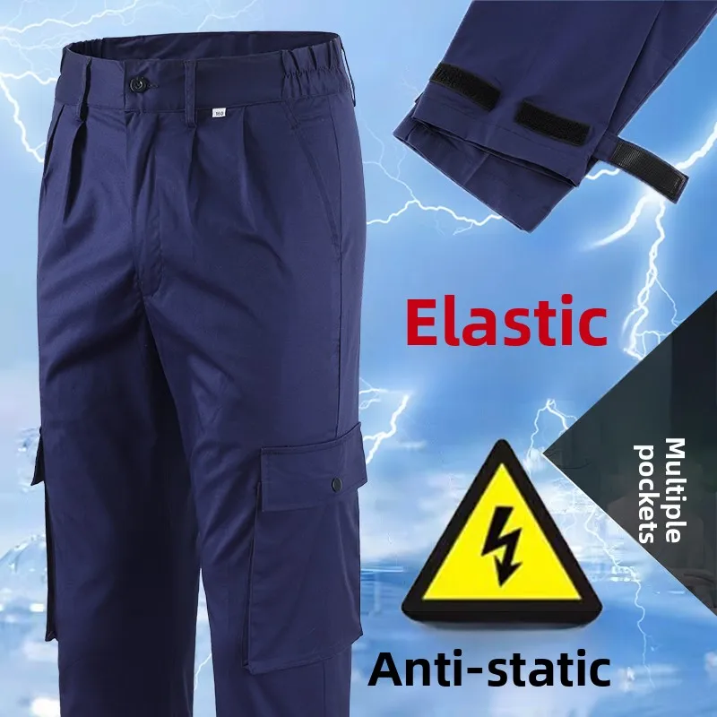 

Мужские летние тонкие эластичные антистатические рабочие брюки свободного покроя дышащие износостойкие повседневные брюки для строительной площадки