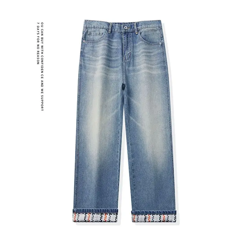 

Spring Summer New Men's Straight Workwear Jeans Casual Trousers High Quality Male Korean Fashion Baggy Wide Leg Cargo Denim Pant