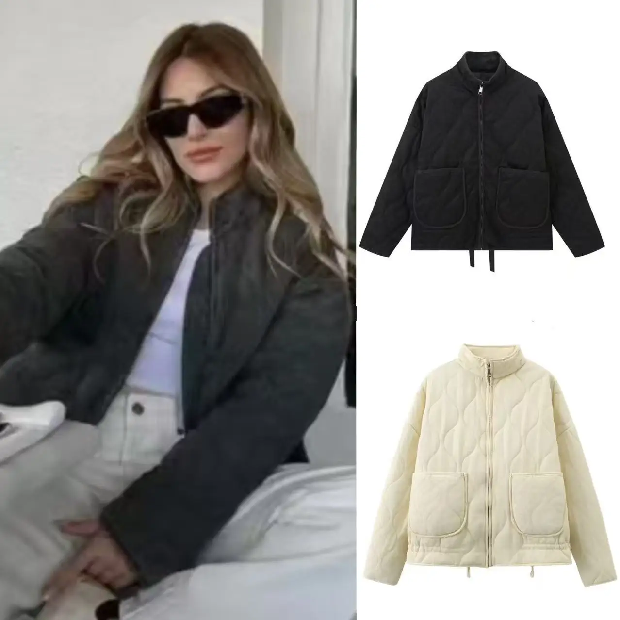 

Stylish Winter Womenls Padded Coat Solid Stand Collar Long Sleeve Zipper Lady Outwear Casual Thickened Cotton Jacket For Female