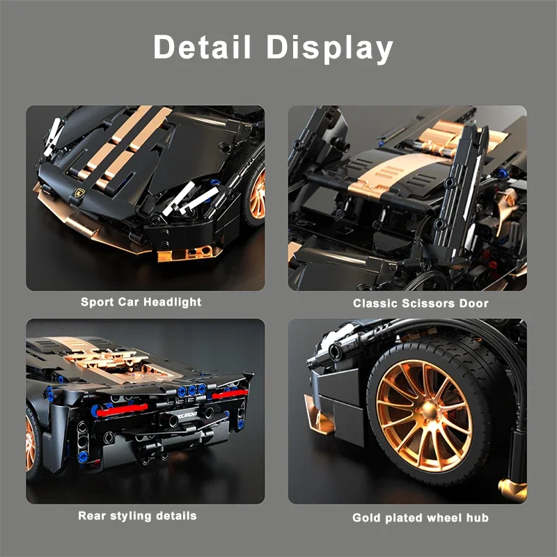 1309PCS Technical Black Gold Lambor LB780S Sports Car Building Blocks Racing Vehicle Assemble Bricks Toys Gifts For Kids Boys