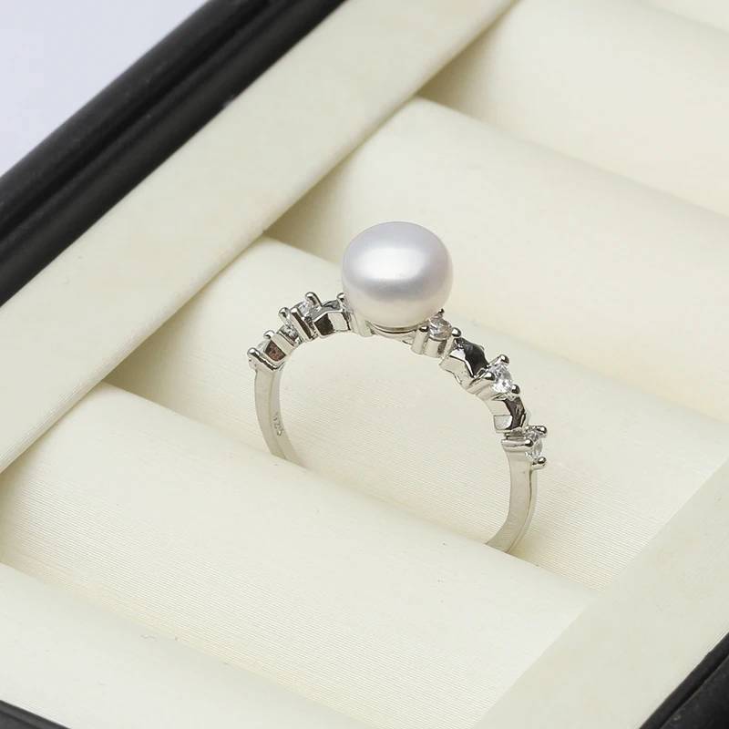 

Genuine White Freshwater Natural Adjustable Pearl Ring,Cute 925 Silver Ring With Real Pearls Mother Wife Birthday Gift White