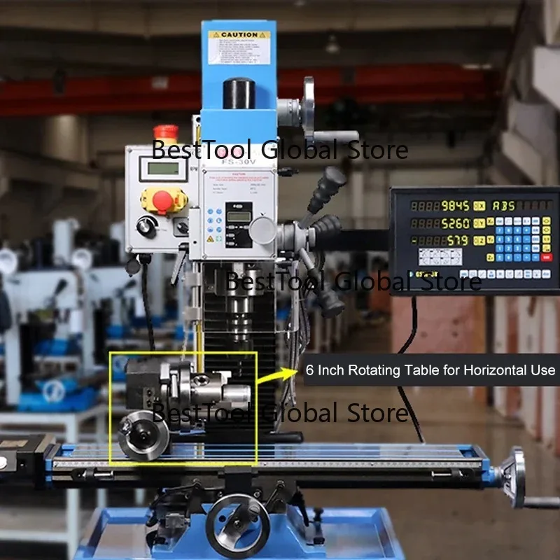 

Вертикальный фрезерно-сверлильный станок 1000 Вт FS-30V для обработки дерева и металла, автоматическая регулировка скорости с цифровым дисплеем