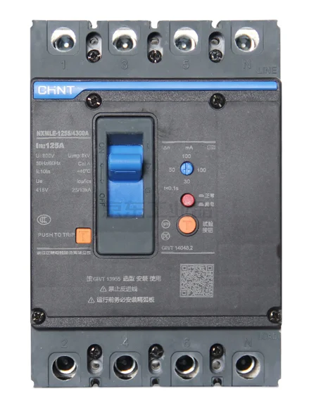 CHINT NXMLE series residual current circuit breaker 4P 50KA NXMLE-400S/4300A 315A 320A 350A 400A C 100/200/300/500mA