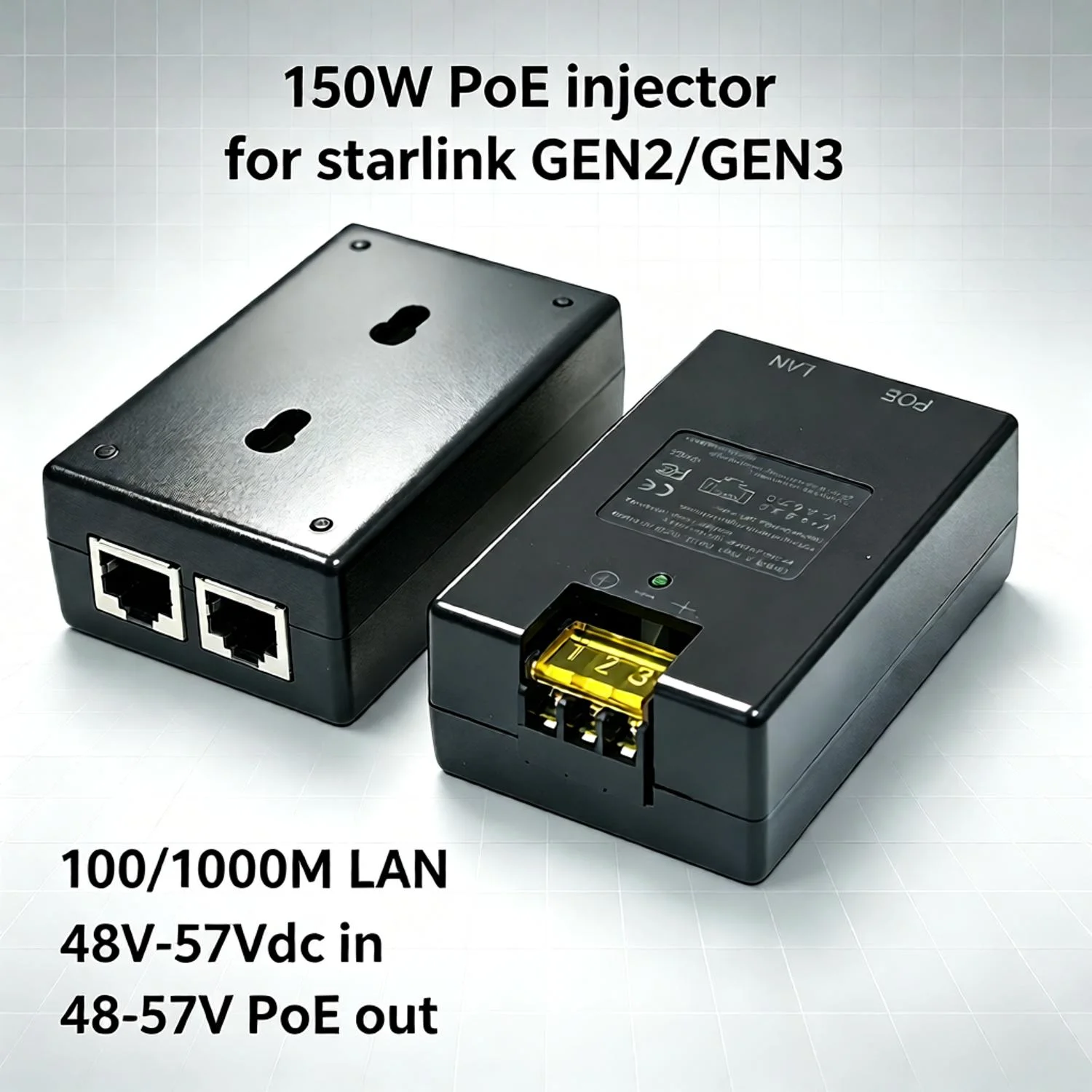 Starlink Gen2/Gen3 POE Injector Antenna 48-57VDC Input Max 150W Power for Starlink Gen2/Gen3 Internet Device