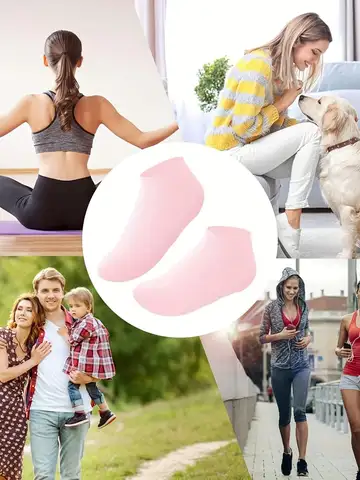 1 Pair Silicone Gel Moisturizing Foot Socks for Dry, Cracked Feet - Soothing Massage Pedicure Care Tool