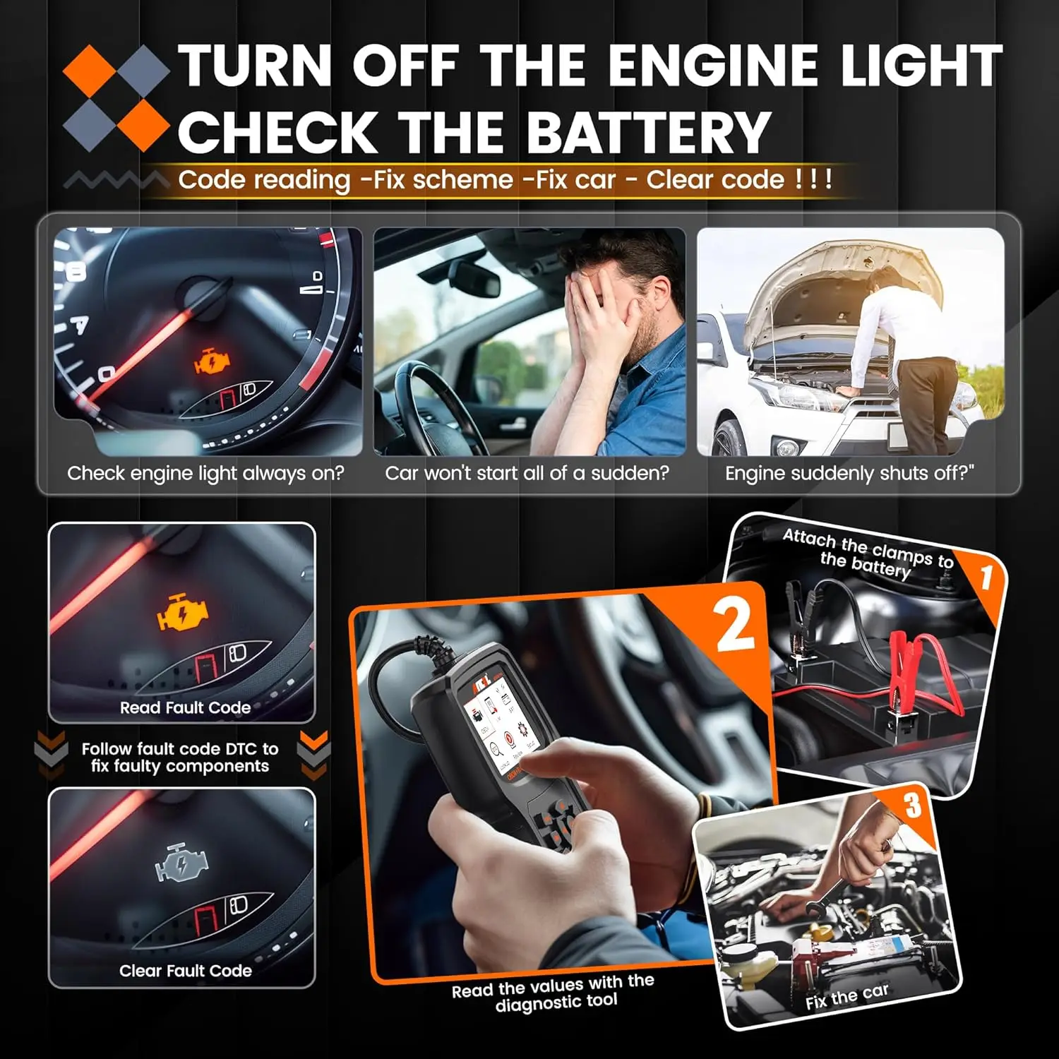 جهاز اختبار بطارية الماسح الضوئي AD530 PRO 2 في 1 obd2 + حقيبة تخزين واقية لـ AD530 Pro