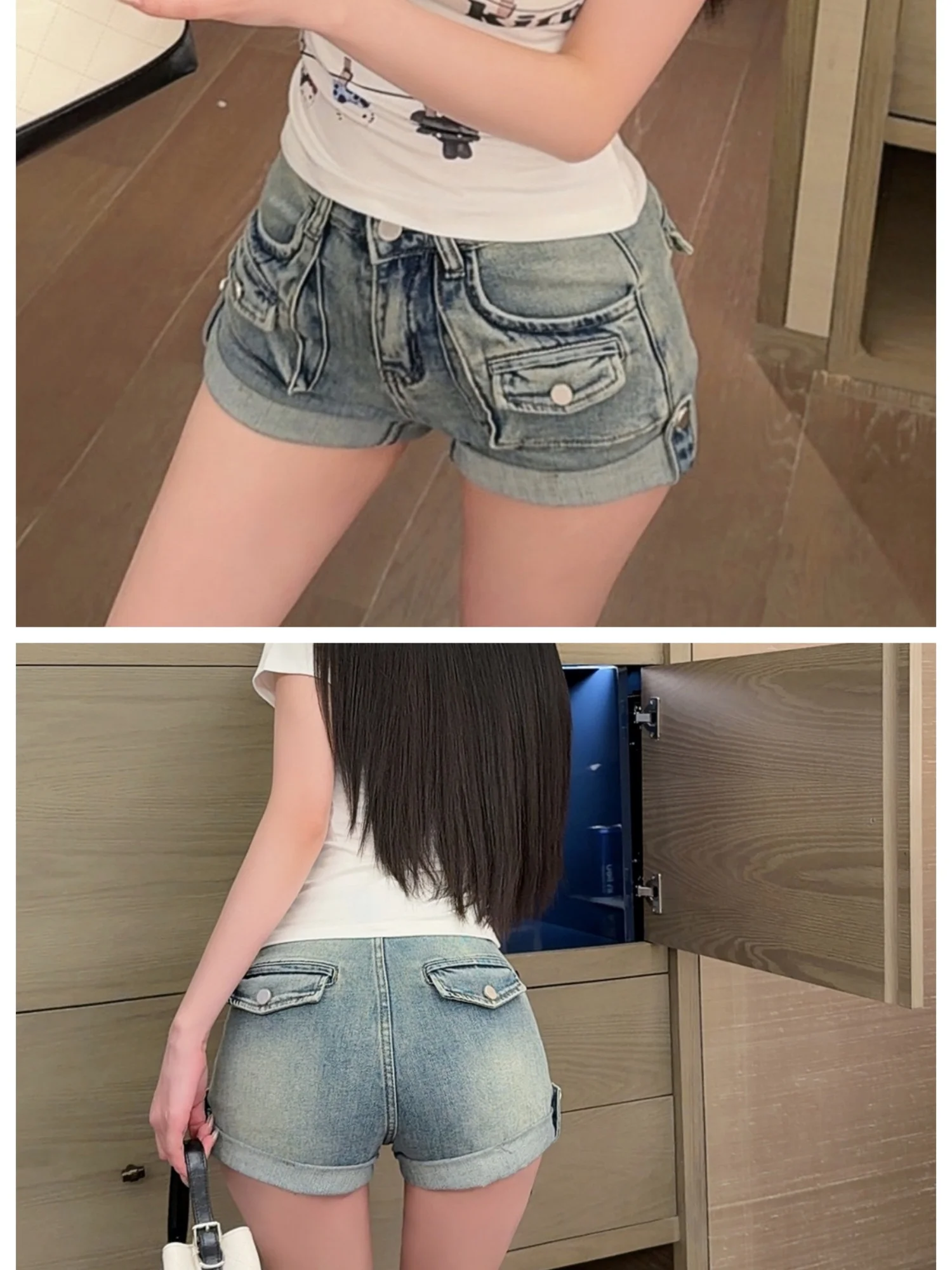

American Retro ket Workwear Denim orts LADIESFIRST Ladies Casual High Waist Wide Leg Spring Collection Blue Denim