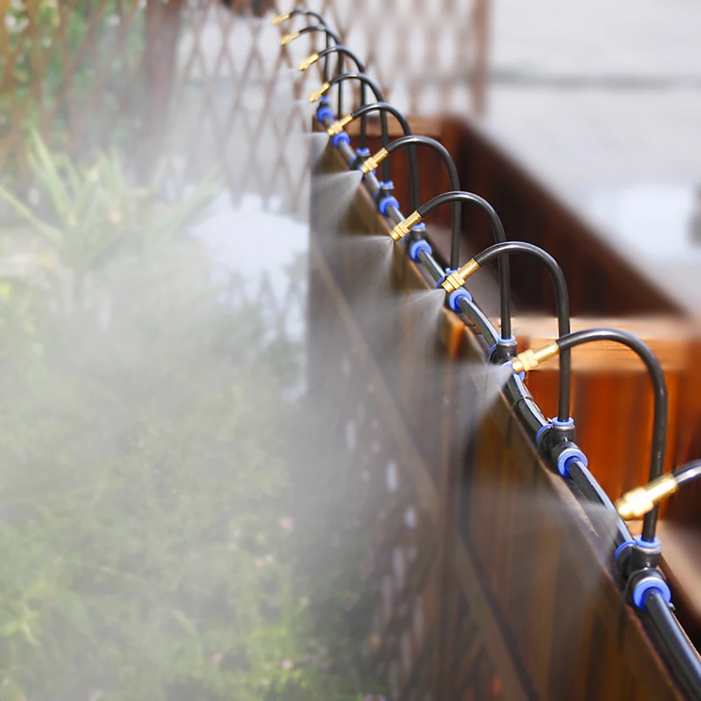 10-50Pcs Universal Free Bending Yellow Copper Mist Nozzle 12mm Straight Push Lock Joint 9/12mm Hose Garden Watering Sprayer