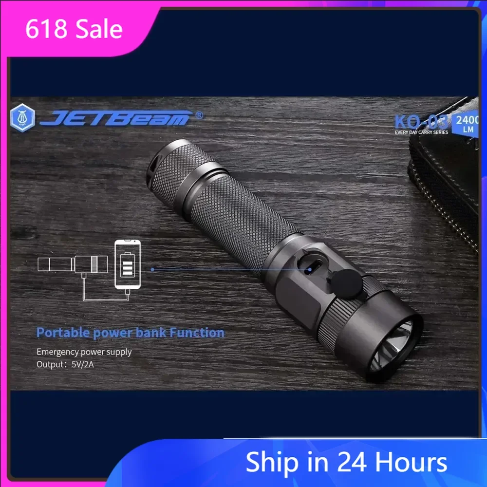 

JETBeam KO-03 EDC Tacticus LED Flashlight - USB-C Rechargeable Water Resistant 2400 Lumens Everyday Carry Light
