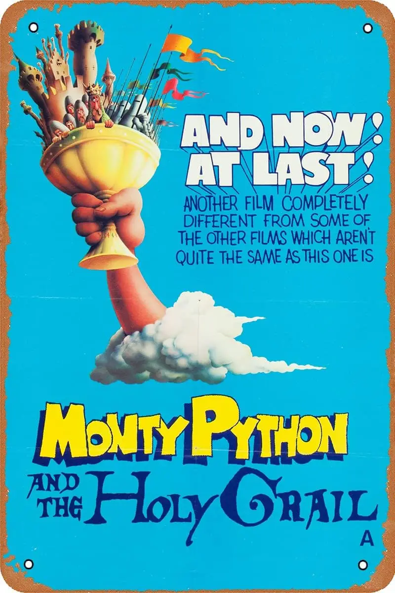 Monty Python and The Holy Grail (1975) Vintage Movie Tin Sign Movie Metal Plaque Poster for Bar Pub Home Coffee Man cave Wall De
