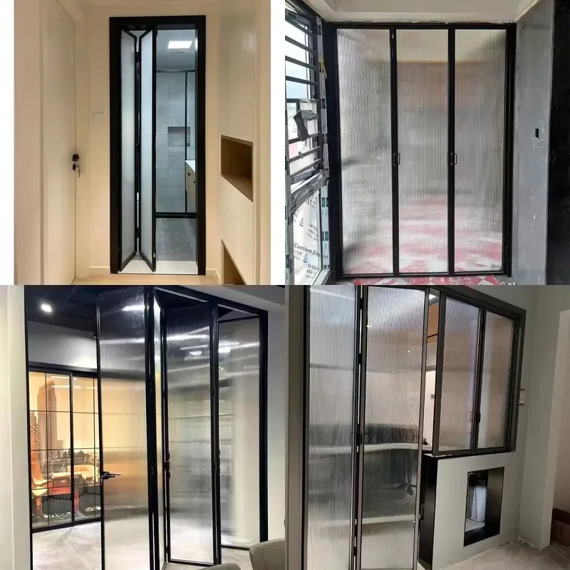 Bathroom modern trackless folding door ultra-white Changhong oil sand tempered glass aluminum alloy simple ultra-narrow