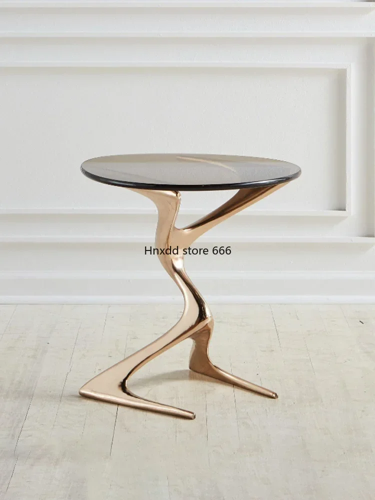 Metal stainless steel hand-shaped coffee table side corner table small round table light luxury