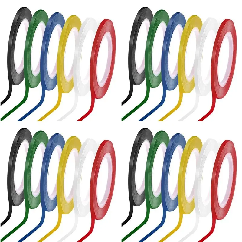ABSE-24 Rolls 1/8 Whiteboard Tape Thin White Board Tape Lines Pinstripe Dry Erase Art Tape Electrical Tape, 108 Feet Per Roll