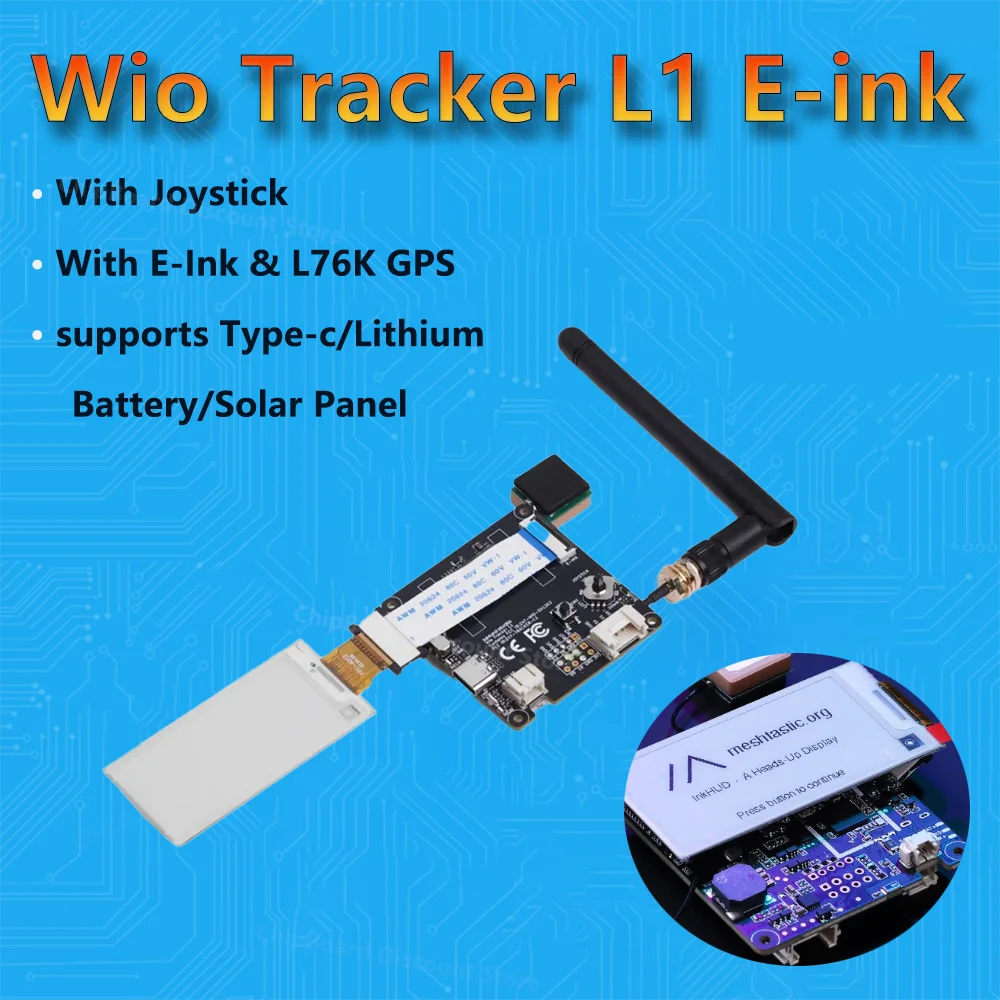 

A24U Wio Tracker L1 Meshtastic Node E-Ink Display Lora Wio-SX1262 862-930Mhz NRF52840 L76K GPS,Wireless Low-Power Dev Board