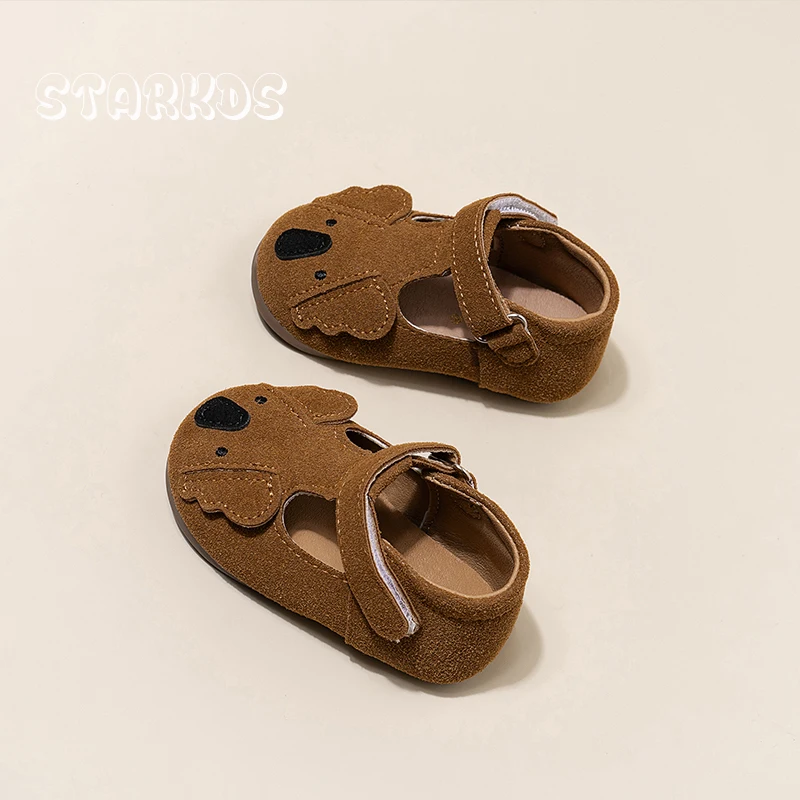 Suede Leather T-Bar Ballet Flats For Baby Kids Soft Sole Koala Shape Walking Shoes Toddler Child Outdoor Cute Animal Footwear