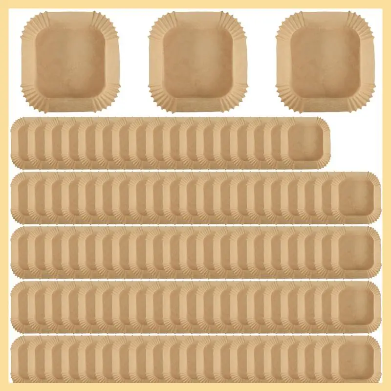 

GOOD-100 Pcs 6.3 Inch Air Fryer Liner Wood Pulp Paper Wood Pulp Paper Square Steamer Paper For Air Fryer Steaming Basket