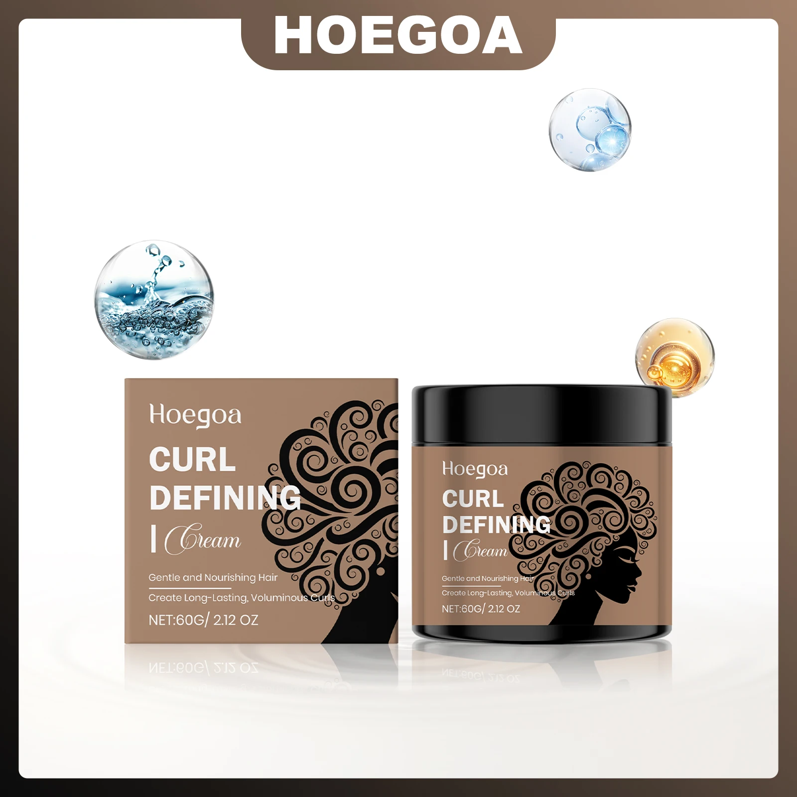 

HOEGOA Крем для укладки волос с завитками Глубоко питает, смягчает волосы, блестящий и сияющий, подходит для различных типов волос, легко впитывается