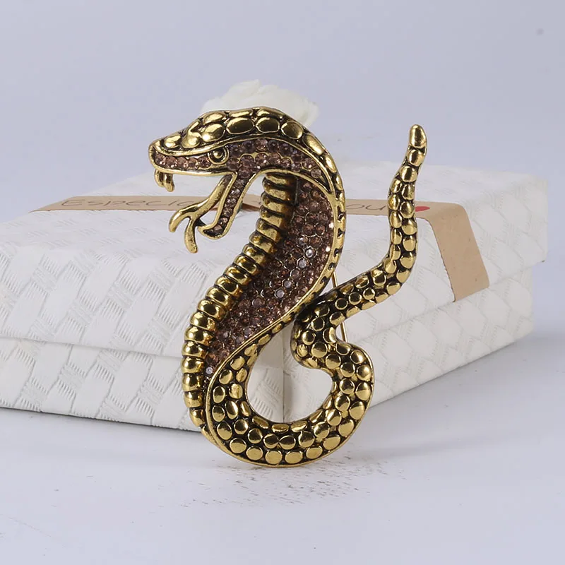 Rhinestone Cobra Brooches for Women Unisex Enamel Animal Pins Banquet Party Backpack Gifts Jewelry Accessories image 5