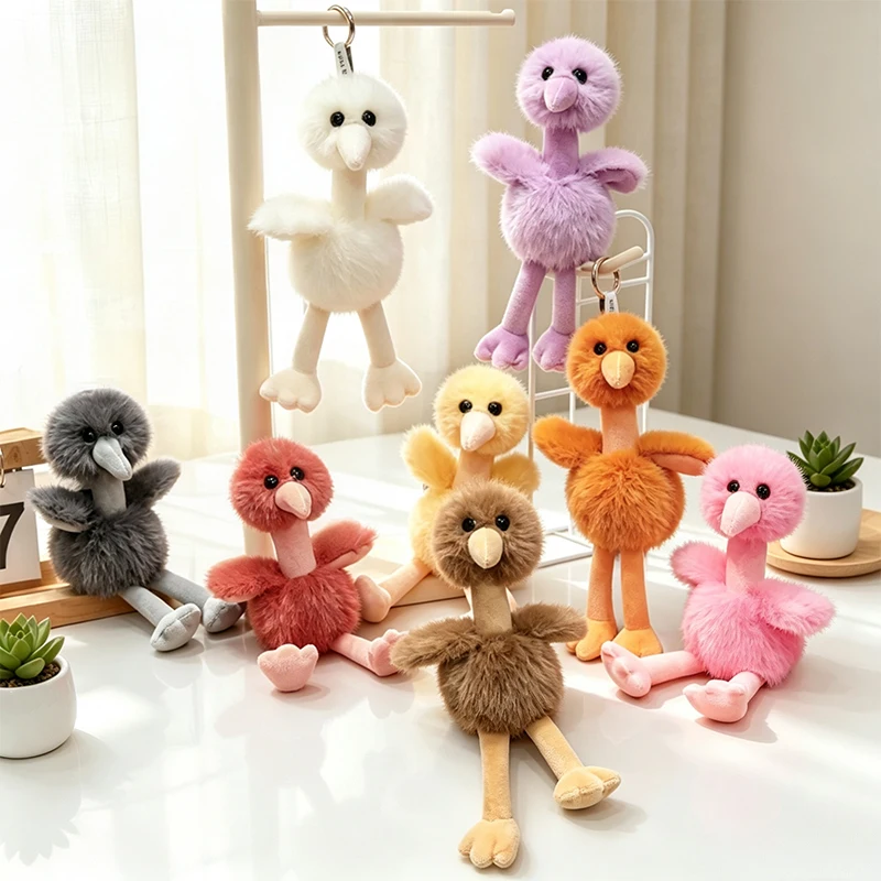 Cute Ostrich Pendant Plush Doll Soft Stuffed Animal Toy Bag Backpack Hanging Ornament Lovely Decor Accessory Sweet Birthday Gift