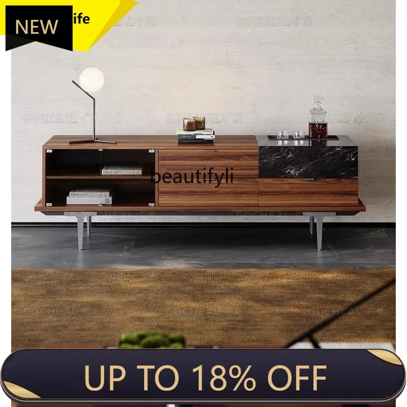 

P178 Italian Style Light Luxury Small Apartment Living Room Storage Cabinet Integrated 2025 New Model High-End Feel 5