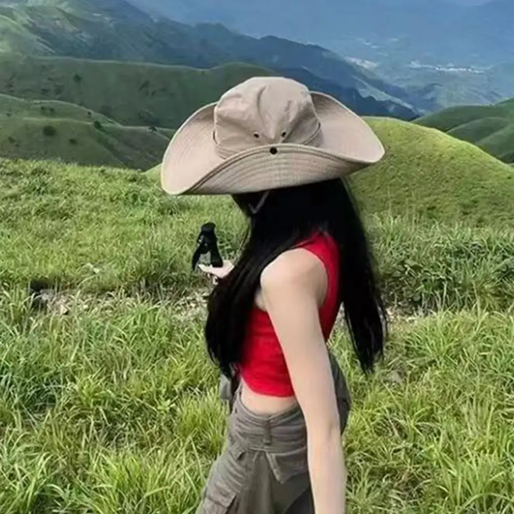 

Fishing Hat Adjustable Drawstring Wide Brim Sun Protection Hat Breathable Wide-brim Hat Quick-Drying Men Fisherman Cap