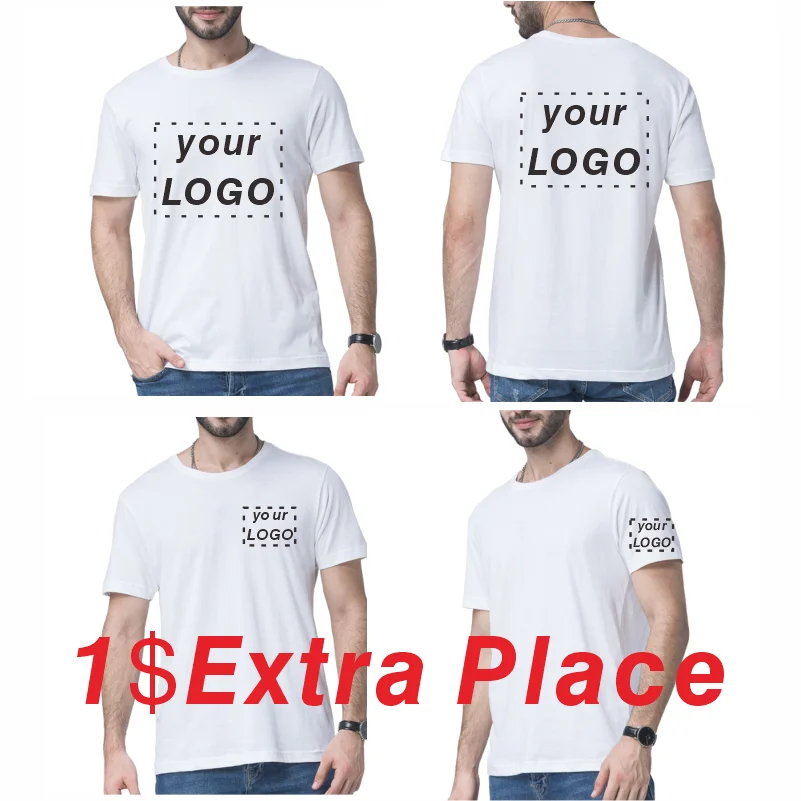 Men's 100% Cotton Crew Neck T-shirt Custom Printed Embroidered Logo Sports Fitness Short Sleeve Tops Running Shirt 4xl