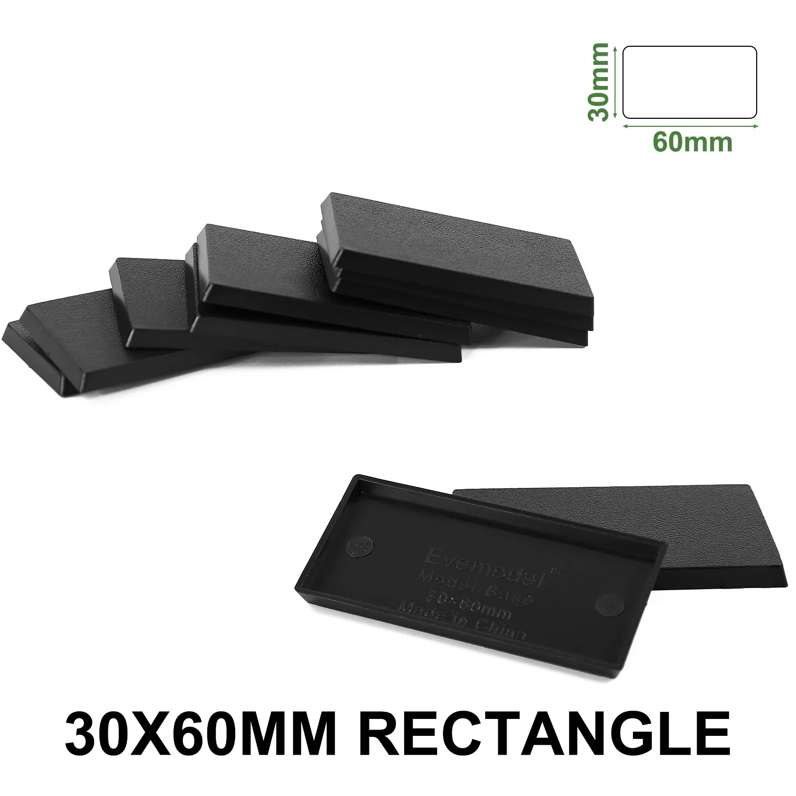 

Evemodel 50pcs 30mmX60mm Rectangle Bases Plastic Black Miniature for Warhammer Wargames MB3060