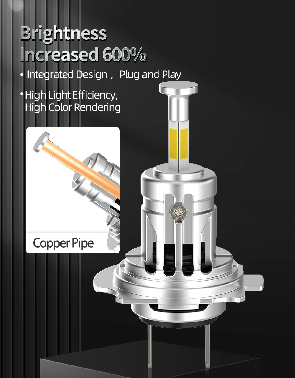 2 Stück 500 % heller als Original-Beleuchtung auf LED-H7-Scheinwerferlampen, Plug-and-Play, 6000 K, weiß, leistungsstark und ultrahell für Autos – Detail 1
