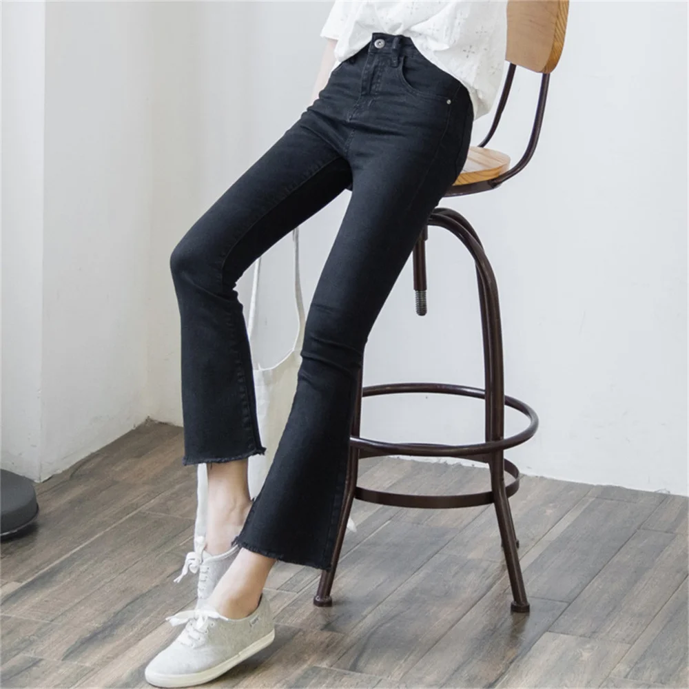 Jean bleu fin pour Femme, pantalon évasé en Denim, taille haute, extensible, Vintage, décontracté, confortable, à la mode, Y2K, printemps automne