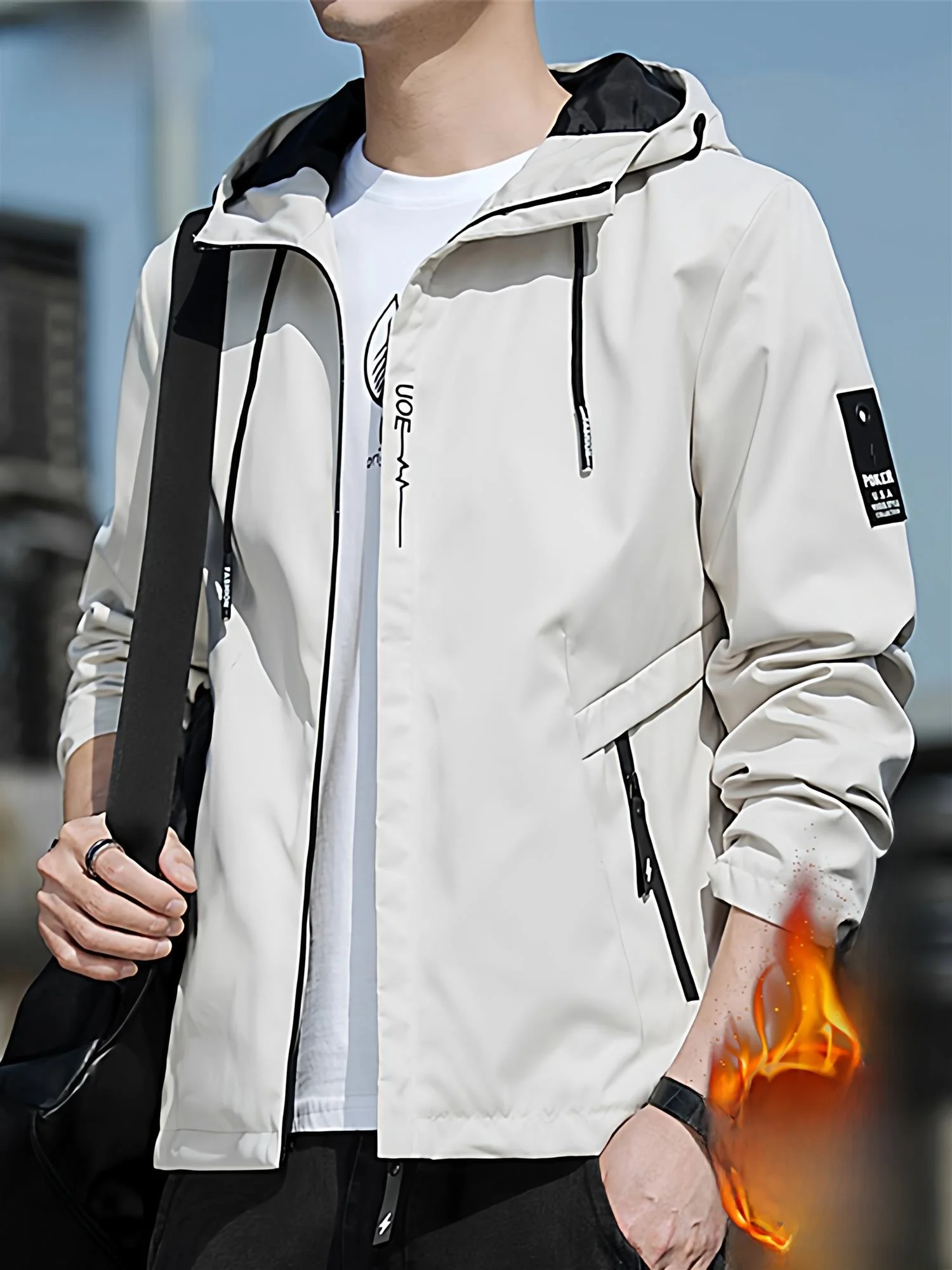 

Мужская повседневная рабочая одежда Jaet с капюшоном на подкладке, свободная посадка, осень-зима Faion Ci Sle, украшение на молнии, полиэфирная ткань