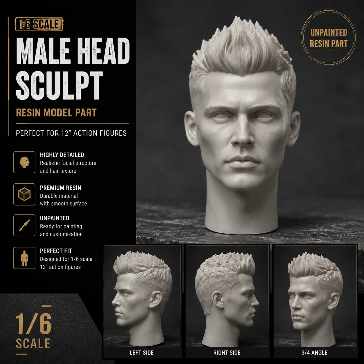 Model Kit Figures - Cabeza de resina a escala 1/6,
