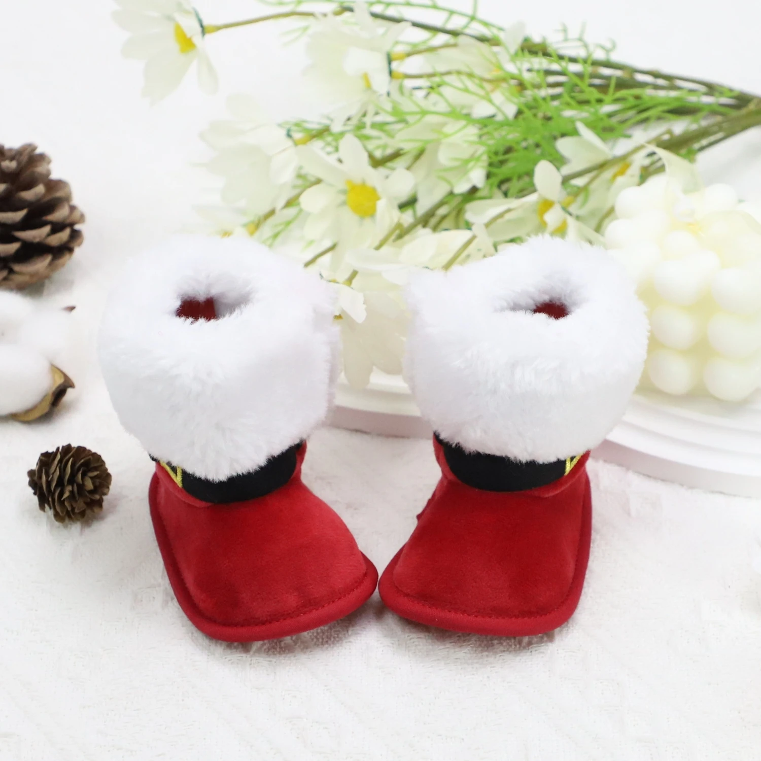 Baby Toddler Shoes, Christmas Cute Plush Heart Boots, Warm and Non-Slip, Suitable for Festival & Party Wear, Winter Style