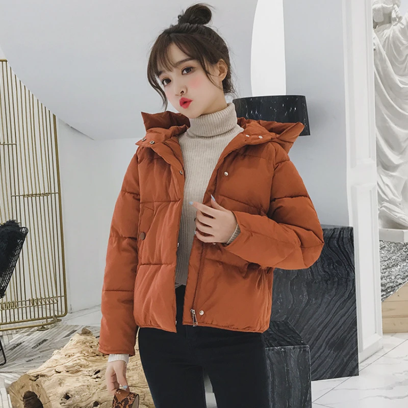 2023  Autumn Winter Coat Women Winter Jackets Parka Korean Short Puffer Jacket Long Sleeve Student Hooded Down Cotton Outwear