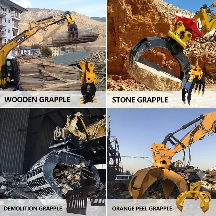 Customized ProductsRotation Orange Peel Grapple Iron Demolition Sorting Grapple Scrap Magnet Lotus Shape Grab For Excavator