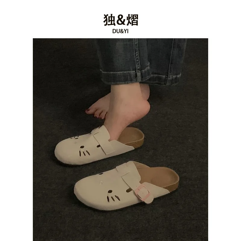 Sanrio Hello Kitty Cat Kawai Anime Slippers Summer Female New Thick Sole Flat Shoes Sweet Cartoon Outdoor Anti Slip Slippers ﻿