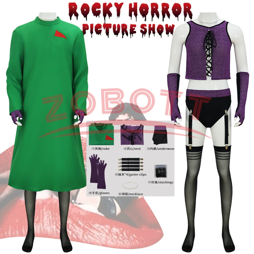 

Dr FFrank Cosplay NN Furter Costume Adult Men Disguise Vest Coat Shorts Gloves Outfits Halloween Roleplay Carnival Party Suit