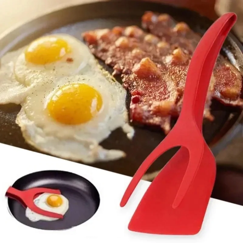 2 in 1 Fried Egg Clip Shovel Non-Stick Kitchen Silicone Spatula Omelette Toast Bacon Clamp Frying Steak Kitchen Accessories