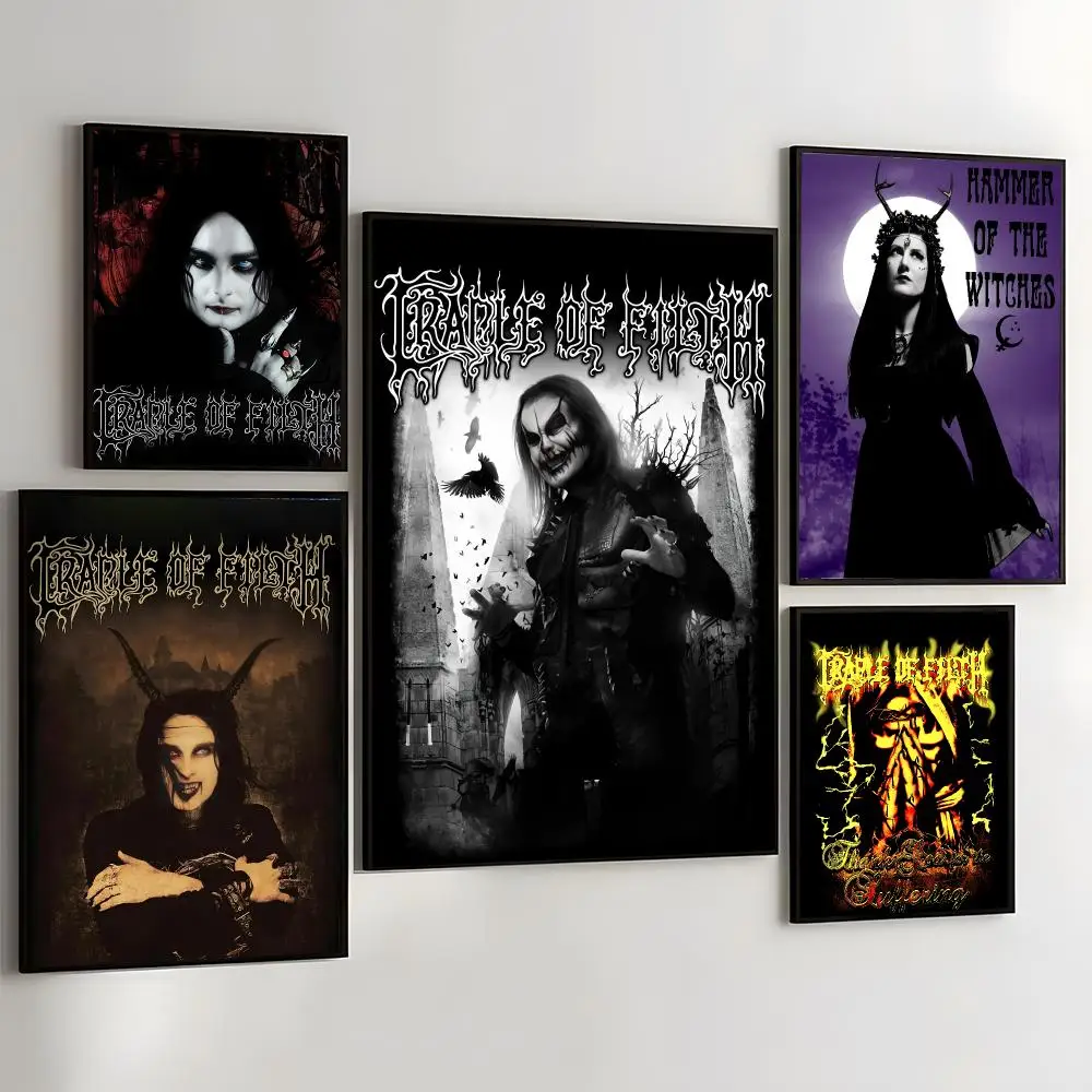 C-Cradle Of Filth Painting Calligraphy Self Adhesive Wall Art Waterproof Print For Bedroom Hallway Home Decor