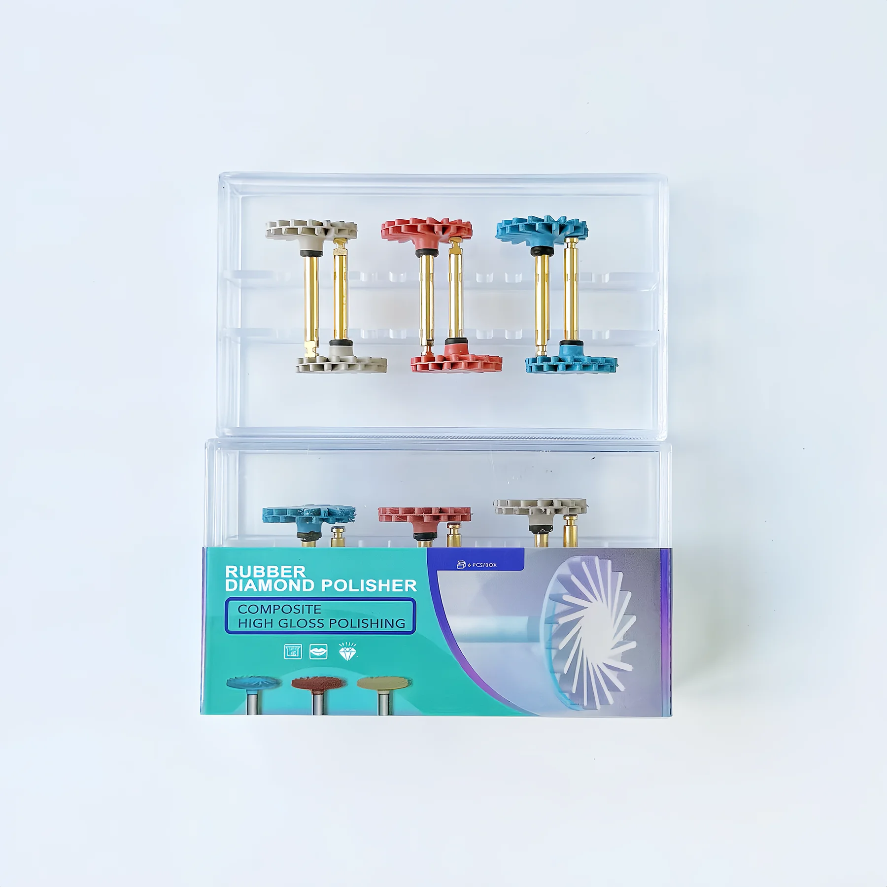 

6Pcs/Set Dental Rubber Polisher Composite Resin Diamond System RA Polishing Disc Wheel Kit 14mm Spiral Flex Golden/Silver