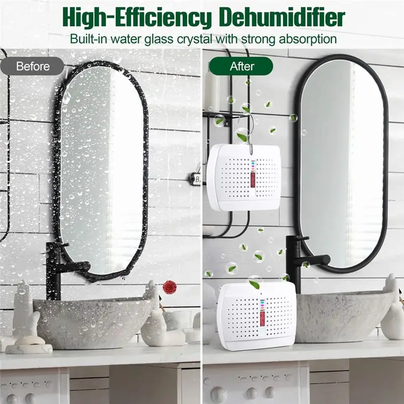 Limited Edition Rechargeable Small Dehumidifier, High-Efficiency Moisture Absorber For Bedroom, Wardrobe And Bookcase,EU Plug,2P